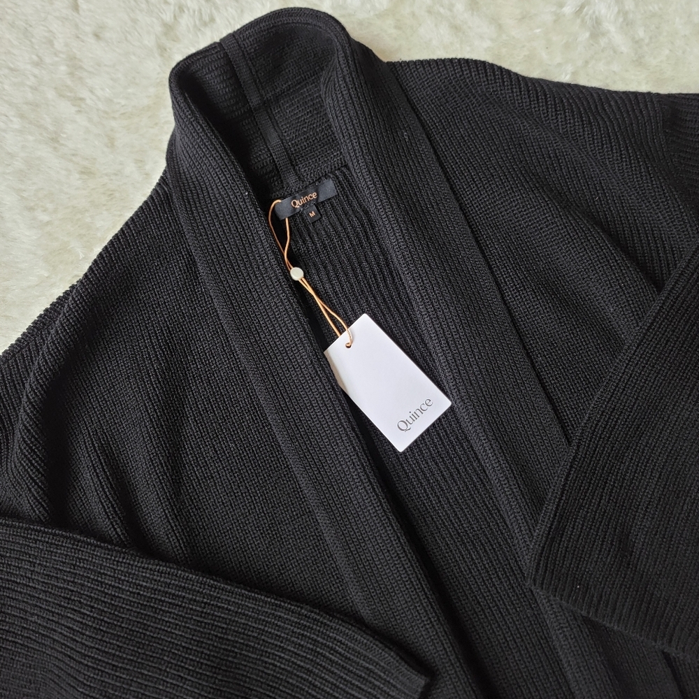 (sold) NWT Quince 100% Australian Merino Wool Duster Cardigan, Black, M 🐨 - Picture 5 of 14